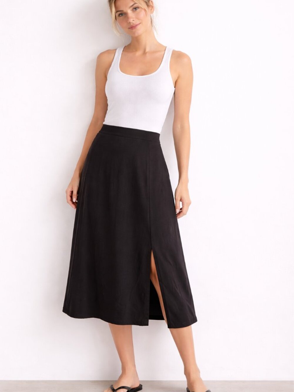 Wilfred Aritzia Black Midi Skirt XS NWT Flowy Minimalist Summer Chic